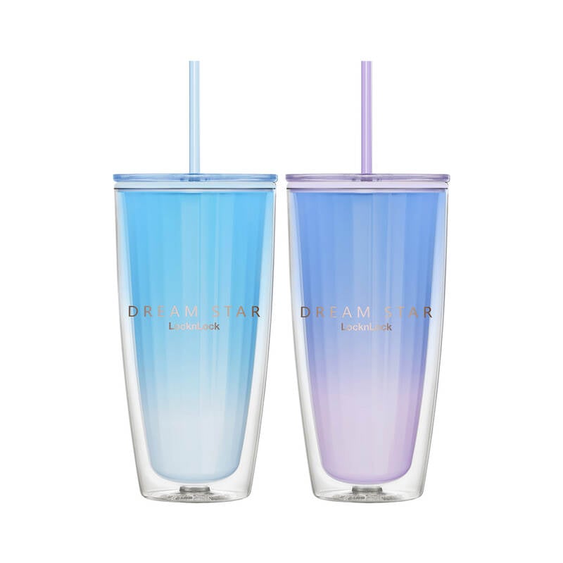 Ly Nhựa 2 Lớp LocknLock Kèm Ống Hút Dream Star Double Wall Cold Cup 750ml - 2 Màu (Xanh Dương, Tím) - HAP522BLU, HAP522VOL image number null